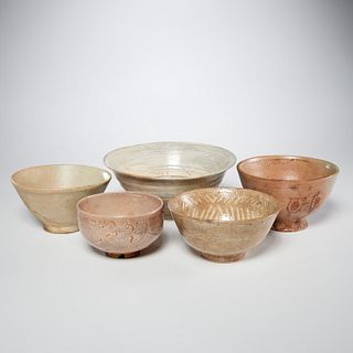 Group (5) Japanese chawan tea bowls
