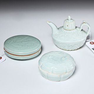 (3) Chinese Qingbai style glazed porcelains