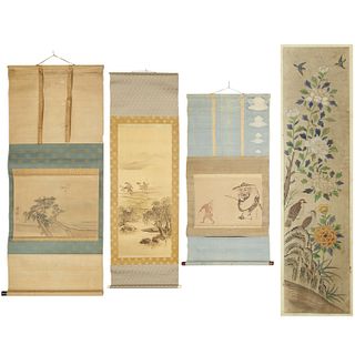 Group (4) Japanese scroll paintings