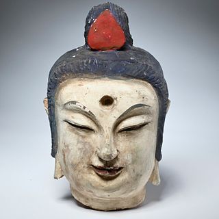 Large Chinese stucco head of Buddha