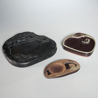 (3) Japanese carved ink stones