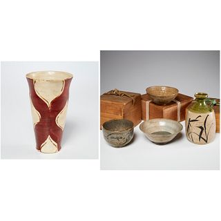 (5) antique Japanese & Korean glazed vessels