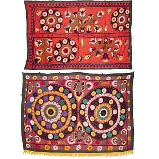 (2) Central Asian Suzani style textiles