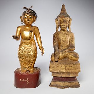 (2) Southeast Asian giltwood Buddhist figures