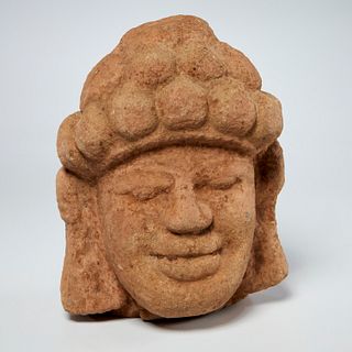 Southeast Asian style carved stone Buddha head