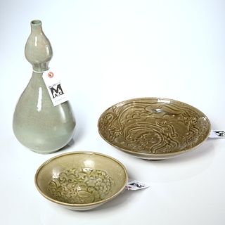 (3) Chinese / Korean celadon glazed ceramics