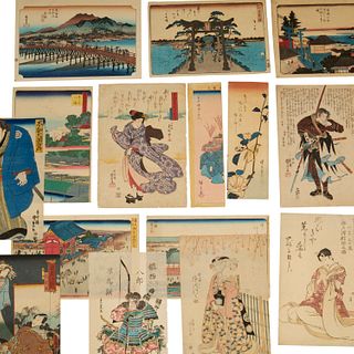 (15) antique Japanese woodblock prints