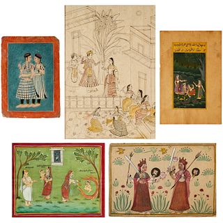 (5) antique Indo-Persian paintings