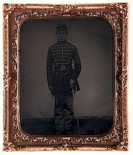 Civil War, Sixth Plate Tintype of Armed Musician 