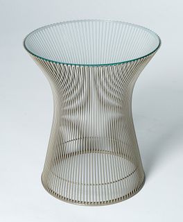 A POLISHED NICKEL PLATNER SIDE TABLE, DESIGNED BY WARREN PLATNER (AMERICAN 1919-2006) FOR KNOLL, DESIGNED 1966