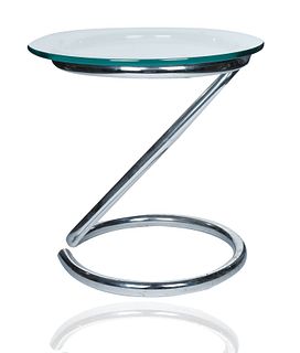 CHROME AND GLASS OCCASIONAL TABLE, STYLE OF THE PACE COLLECTION