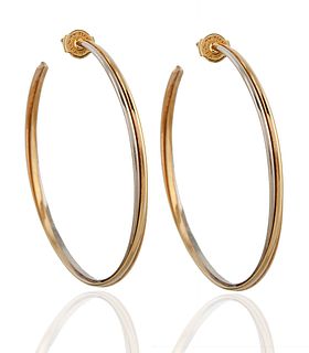 A PAIR OF CONTEMPORARY CARTIER 18K GOLD 'TRINITY' HOOP EARRINGS