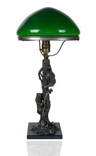 A RUSSIAN BRONZE LAMP CAST BY WOERFFEL CIRCA 1870-1900 AFTER NIKOLAI LIEBERICH (RUSSIAN 1828-1883)