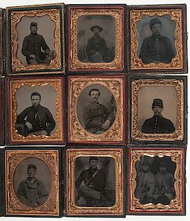 Nine Cased Images of Union Soldiers, Some Armed 