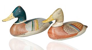 A PAIR OF PAINTED MALLARD DUCK DECOYS BY WILLIAM HAVERIN (AMERICAN 1860-1951), CHARLESTOWN, MARYLAND, CIRCA 1920S