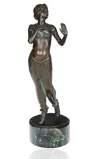 A BRONZE FIGURE BY LENRUE (FRENCH 20TH CENTURY)