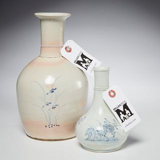 (2) Korean Joseon blue and white porcelain vases