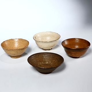 (4) antique Korean chawan tea bowls