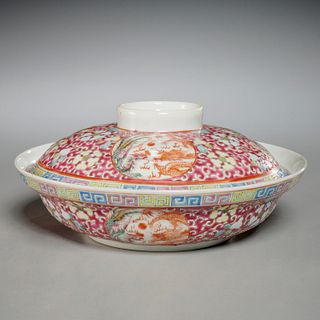 Chinese Dragon & Phoenix footed dish and cover
