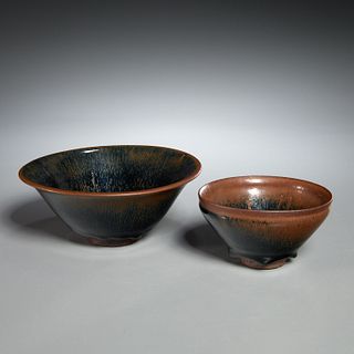 (2) antique Chinese  Jian ware tea bowls