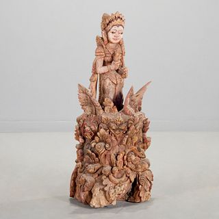Large Southeast Asian carved wood deity