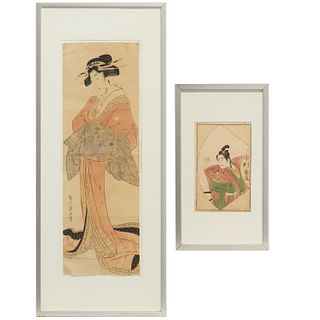 (2) Japanese woodblock prints, Eizan & Buncho