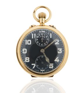 GOLD ZENITH POCKET WATCH WITH BLACK DIAL