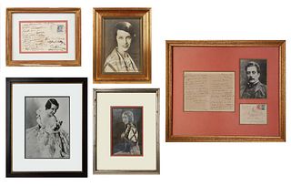 [PUCCINI, PONS] GROUP OF FIVE SIGNED PIECES OF OPERA MEMORABILIA