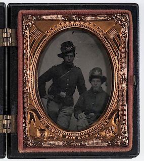 Civil War, Ninth Plate Ambrotype of Two Union Pards 