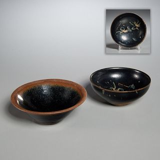 (2) antique Chinese Jian ware tea bowls