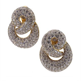 14.10 Ctw in Diamonds 18k Gold Earrings