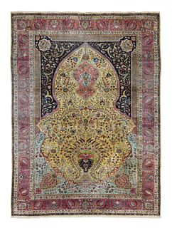 Antique Silk Tabriz Rug, 6’ x 8’3” (1.83 x 2.51 M)