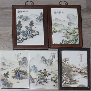 (5) Signed Chinese Enamel Decorated Plaques.