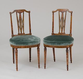 Pair of George III Painted Satinwood Side Chairs