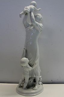 MEISSEN. Porcelain Figure of Woman and Children.