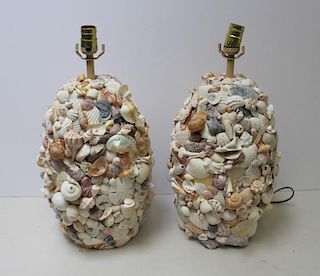 Pair of Shell Decorated Table Lamps.
