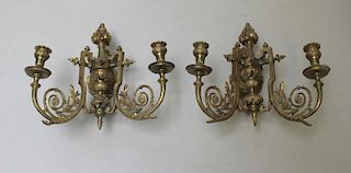 Pair of Two Arm Brass Sconces.