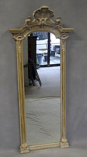 Antique Carved Over Mantle Mirror.