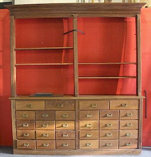Antique Oak Multi Drawer Cabinet with Open Top