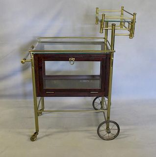 Vintage Bar Cart with Glass Panels and Lucite Bar.