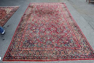 Finely Woven Antique Handmade Sarouk Carpet.