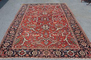 Fine Quality Antique Handmade Heriz Carpet.