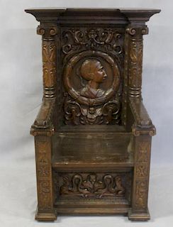 Antique Highly Carved Throne Chair.