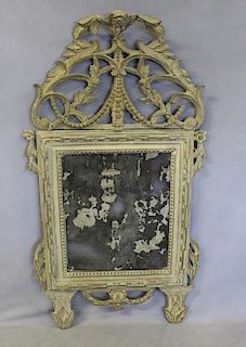 Antique Continental Carved Wood Mirror.
