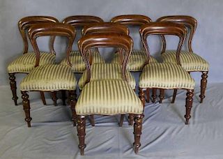 Set of 8 Balloon Back Victorian Chairs.