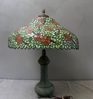 HANDEL. Signed Leaded Glass Shade with Patinated