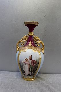 Artist Signed Vienna Style Porcelain Vase.