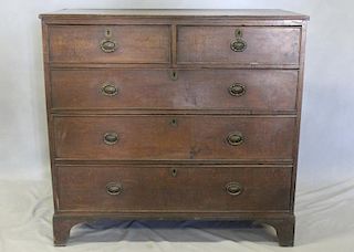 Antique English Oak Chest of Drawers with 2 Drawer