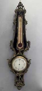 Louis XV Bronze Mounted Ebonised Barometer.
