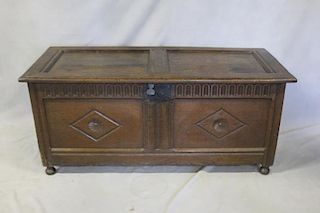 Antique Continental Trunk with Carved Front.
